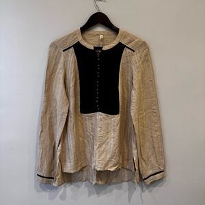 Free People Cream and Black Blouse